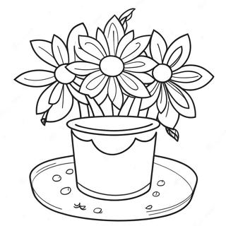 Colorful Birthday Flowers Coloring Page 34363-28554