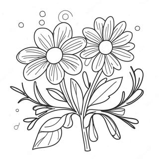 Colorful Birthday Flowers Coloring Page 34363-28555