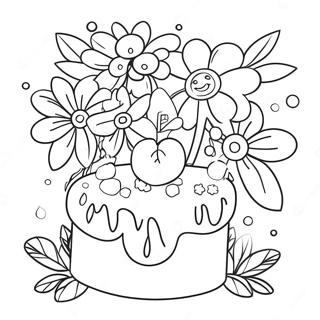 Colorful Birthday Flowers Coloring Page 34363-28556