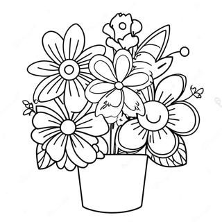 Colorful Birthday Flowers Coloring Page 34363-28629