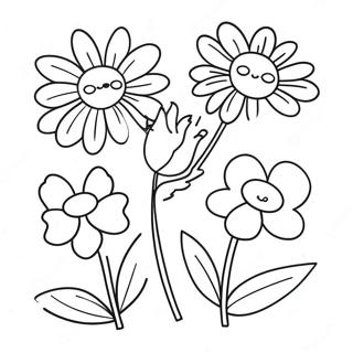 Colorful Birthday Flowers Coloring Page 34363-28631