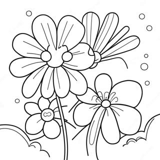 Colorful Birthday Flowers Coloring Page 34363-28632