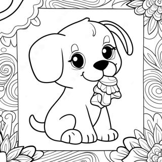 Cute Puppy With Dog Bone Coloring Page 34383-28572