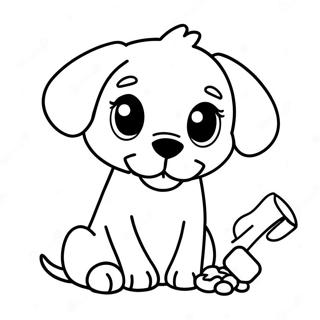 Cute Puppy With Dog Bone Coloring Page 34383-28648