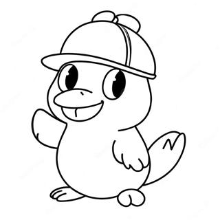 Funny Psyduck With A Hat Coloring Page 34453-28701