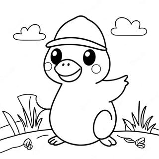 Funny Psyduck With A Hat Coloring Page 34453-28703