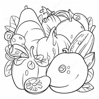 Colorful Fruits And Vegetables Coloring Page 34523-28760