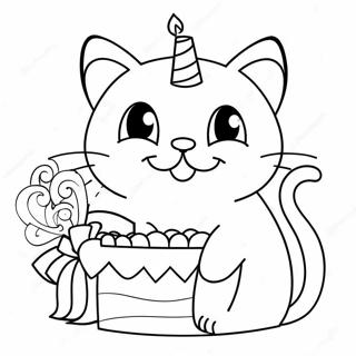 Happy Birthday Cat Coloring Page 34552-28778