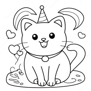 Happy Birthday Cat Coloring Page 34552-28779