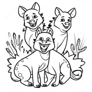 Playful Hyena Family Coloring Page 34593-28816