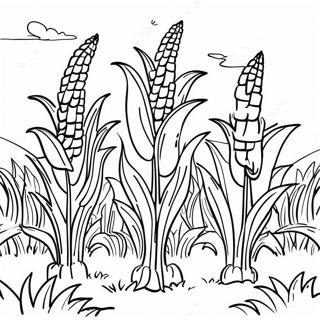 Tall Cornstalks In A Field Coloring Page 34693-28896