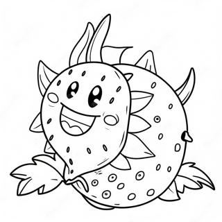 Cute Dragon Fruit With A Smile Coloring Page 34703-28903