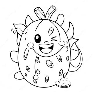 Cute Dragon Fruit With A Smile Coloring Page 34703-28904