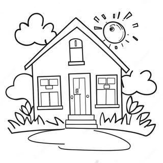 Colorful Rainbow House Coloring Page 34793-28973