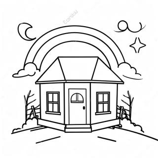 Colorful Rainbow House Coloring Page 34793-28974