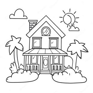 Colorful Rainbow House Coloring Page 34793-28975