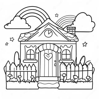 Colorful Rainbow House Coloring Page 34793-28976