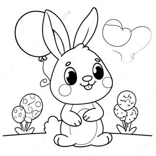 Bunzo Bunny With Colorful Balloons Coloring Page 34813-28991