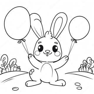 Bunzo Bunny With Colorful Balloons Coloring Page 34813-28992