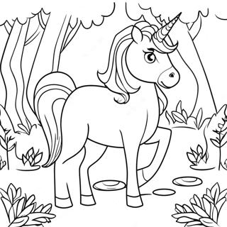 Majestic Unicorn In A Magical Forest Coloring Page 34844-29005