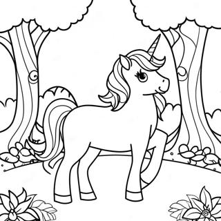 Majestic Unicorn In A Magical Forest Coloring Page 34844-29006