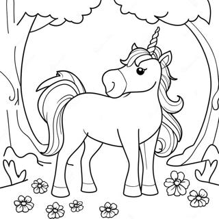 Majestic Unicorn In A Magical Forest Coloring Page 34844-29007