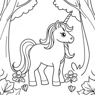 Majestic Unicorn In A Magical Forest Coloring Page 34844-29008