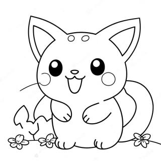 Cute Cat Pokemon Playing Coloring Page 34904-29054