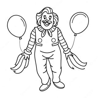 Happy Ronald Mcdonald With Balloons Coloring Page 34924-29069