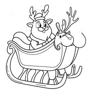 Festive Santa S Sleigh With Reindeer Coloring Page 35064-29186