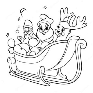 Festive Santa S Sleigh With Reindeer Coloring Page 35064-29187