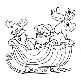 Festive Santa S Sleigh With Reindeer Coloring Page 35064-29188