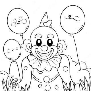 Creepy Clown With Balloons Coloring Page 35074-29194