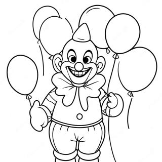 Creepy Clown With Balloons Coloring Page 35074-29195