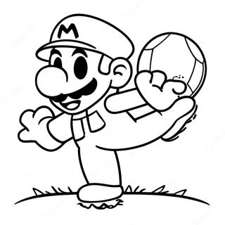 Mario Kicking The Soccer Ball Coloring Page 35184-29284