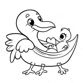 Cute Baby Stork Delivering A Baby Coloring Page 35194-29289