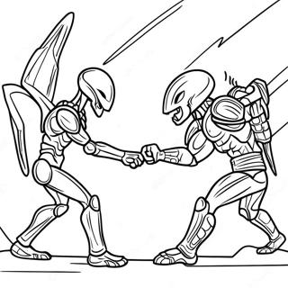 Alien Vs Predator Battle Scene Coloring Page 35213-29304