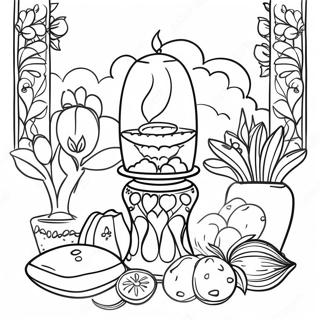 Colorful Nowruz Haft Seen Table Coloring Page 35234-29324