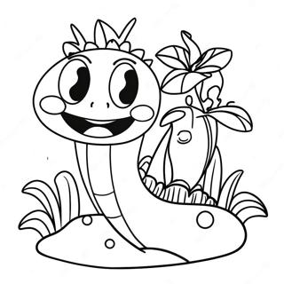 Cute Venus Fly Trap With Cartoon Face Coloring Page 35294-29369