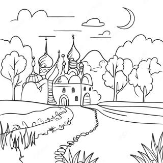 Beautiful Russian Landscape Coloring Page 35344-29411