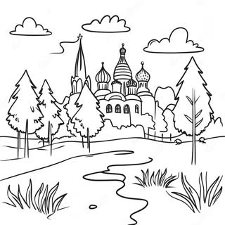 Beautiful Russian Landscape Coloring Page 35344-29412