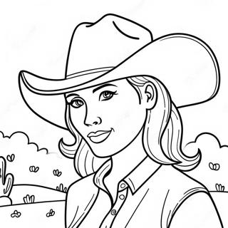 Country Girl With Cowboy Hat Coloring Page 35383-29438