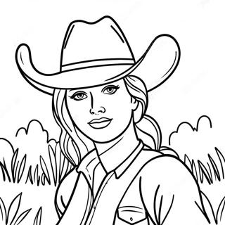 Country Girl With Cowboy Hat Coloring Page 35383-29440