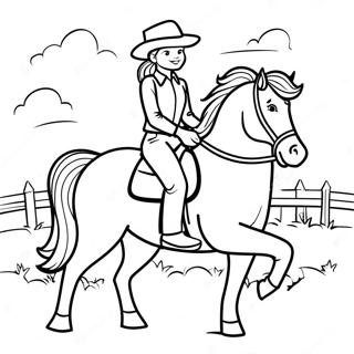 Country Girl Riding Horse Coloring Page 35384-29441