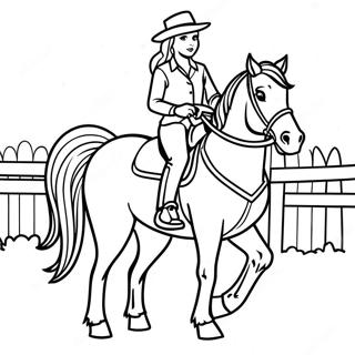 Country Girl Riding Horse Coloring Page 35384-29442