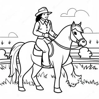 Country Girl Riding Horse Coloring Page 35384-29443