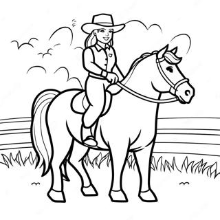 Country Girl Riding Horse Coloring Page 35384-29444