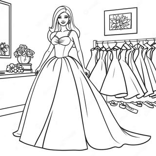 Stylish Barbie In A Dress Coloring Page 35414-29465