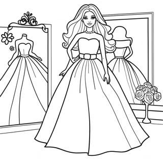 Stylish Barbie In A Dress Coloring Page 35414-29466