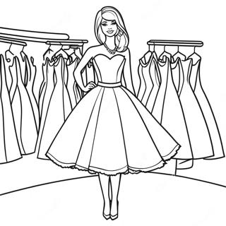 Stylish Barbie In A Dress Coloring Page 35414-29467